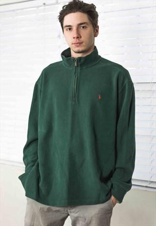 VINTAGE POLO RALPH LAUREN 1/4 ZIP JUMPER LOGO 90S XXL 23.2