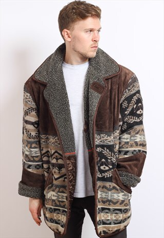 VINTAGE AZTEC NAVAJO FLEECE LINED JACKET