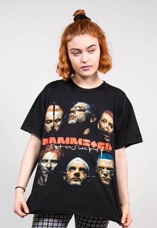 90'S VINTAGE BLACK RAMMSTEIN ROCK BAND T-SHIRT