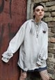 TIE-DYE GRAFFITI TOP GRADIENT GOTHIC SWEAT THIN JUMPER WHITE