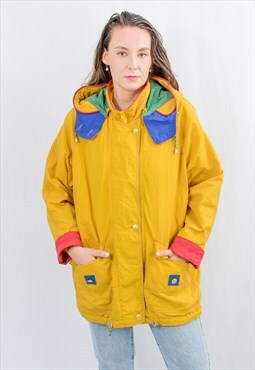 Yellow hooded windbreaker vintage 90s jacket sailing spring