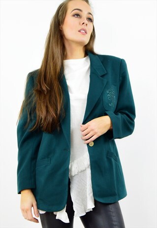 VINTAGE 90S DARK GREEN BOYFRIEND BLAZER