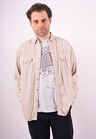 LEVI'S MENS VINTAGE CORDUROY SHIRT LARGE GREY 90S