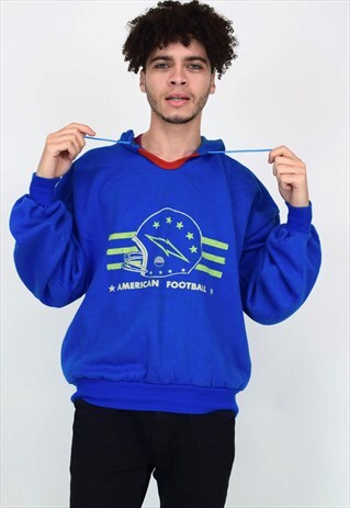 VINTAGE 90'S BLUE 'AMERICAN FOOTBALL' HOODIE