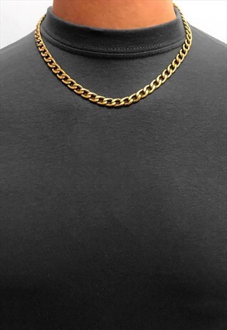 6MM 20" GOLD PLATED STAINLESS STEEL CURB NECKLACE CHAIN