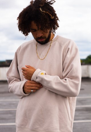 VINTAGE 90'S CARHARTT SWEATSHIRT IN A BEIGE COLOURWAY