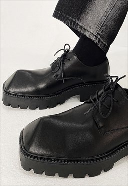 Triangle toe brogue shoes edgy pyramid smart boots black
