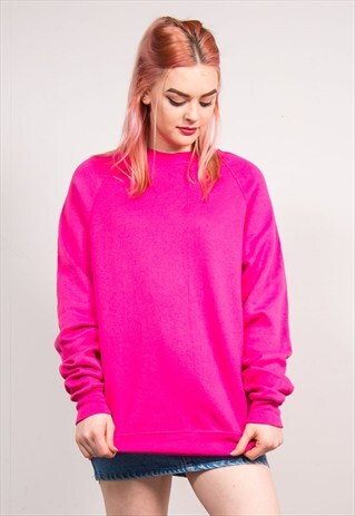 90'S VINTAGE BRIGHT PINK BASIC SWEATSHIRT JUMPER