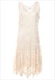 Vintage Lace Off-White Sleeveless Party Dress - L