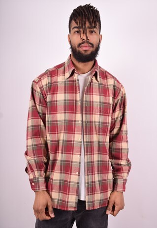 MENS VINTAGE FLANNEL SHIRT MEDIUM MULTI CHECK 90'S