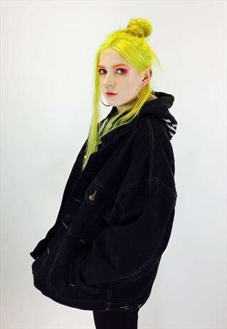 VINTAGE ARIZONA OVERSIZED 80S BLACK DENIM JACKET