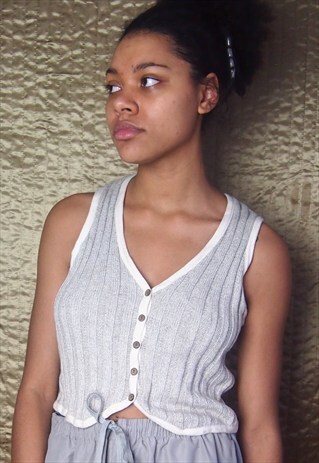 BEIGE KNIT RIBBED TOP