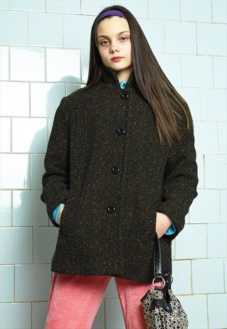 VINTAGE 80S RETRO OVERSIZED MINIMALIST WINTER COAT WOOLLEN
