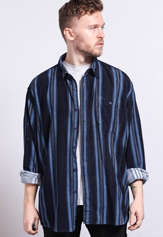 VINTAGE CORDUROY CORD STRIPED SHIRT