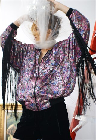 VINTAGE UP CYCLED FESTIVAL FRINGE JACKET
