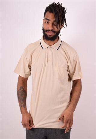 CHAMPION MENS VINTAGE POLO SHIRT XXL BEIGE 90S