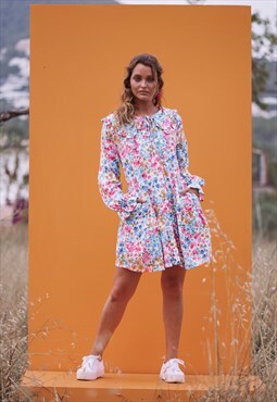 ELSIE Women's Oversize Floral Check Summer Dress