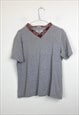 VINTAGE 90S MOSCHINO GREY V NECK T-SHIRT 