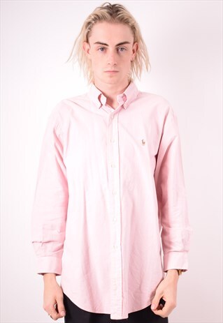 RALPH LAUREN MENS VINTAGE SHIRT LARGE PINK 90S