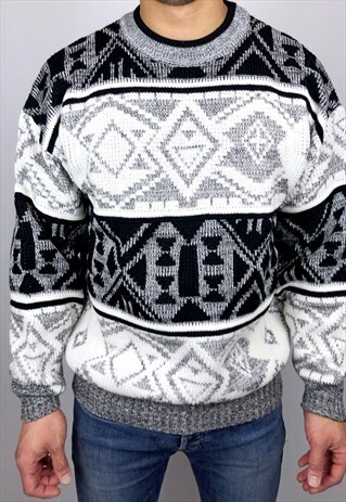 VINTAGE 80S UNISEX PATTERN JUMPER