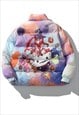 ANIME BOMBER HELLO KITTY PUFFER JACKET IN GRADIENT RAINBOW