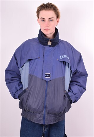 NIKE MENS VINTAGE CAROLINA JACKET LARGE BLUE 90'S