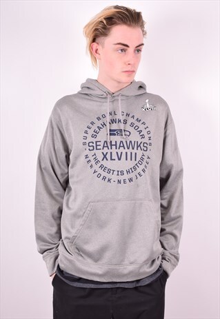 NIKE MENS VINTAGE HOODIE JUMPER LARGE GREY 90'S