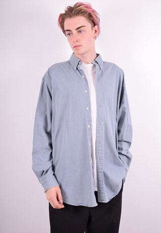 RALPH LAUREN MENS VINTAGE SHIRT MEDIUM BLUE 90'S