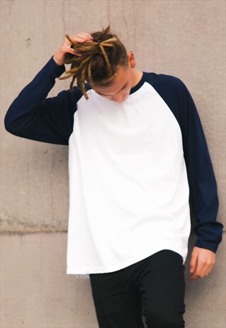 OC BASEBALL T-SHIRT - WHITE/NAVY BLUE