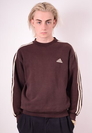 ADIDAS MENS VINTAGE SWEATSHIRT JUMPER MEDIUM BROWN 90S