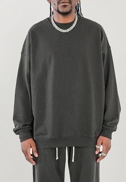 Dark Grey Heavy Cotton Oversized Sweatshirts Unisex 