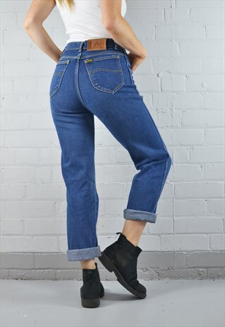 VINTAGE LEE DARK BLUE STRAIGHT MOM JEANS