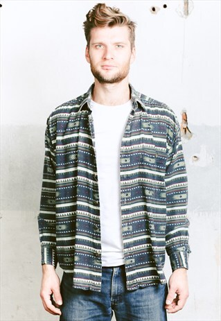 VINTAGE AZTEC PATTERNED FLANNEL SHIRT