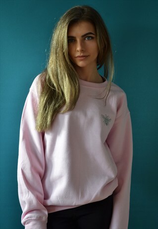 PINK BABY BEE EMBROIDERED SWEATER