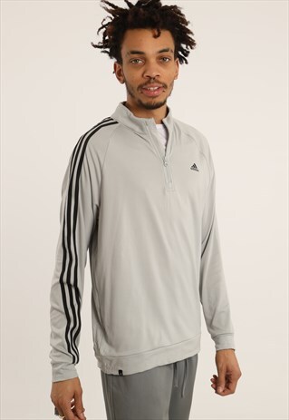 VINTAGE ADIDAS PRINT LOGO 1/4 ZIP SWEATSHIRT