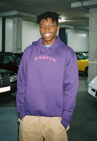 PERSONALISED PURPLE FLORAL WASTED EMBROIDERY HOODIE