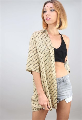 VINTAGE OVERSIZED SHORT SLEEVE PATTERNED SHIRT