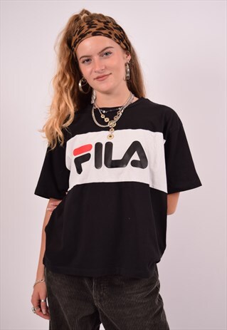 VINTAGE FILA T-SHIRT TOP BLACK