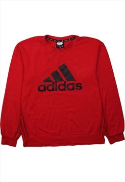 Vintage 90's Adidas Sweatshirt Spellout Crew Neck Red XLarge