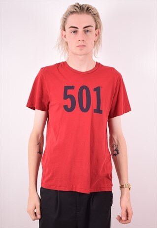 LEVI'S MENS VINTAGE T-SHIRT TOP MEDIUM RED 90S