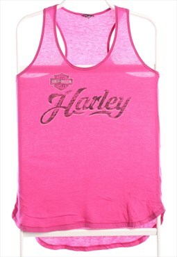 Harley Davidson Motor Cycle 90's Spellout Vest Sleeveless T 
