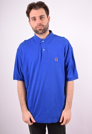 TOMMY HILFIGER MENS VINTAGE POLO SHIRT XL BLUE 90'S
