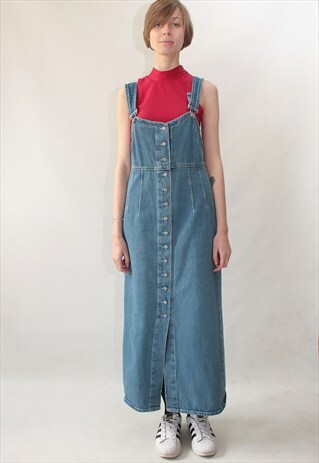 VINTAGE 90' AMAZING COOL CLASSIC DENIM DUNGAREE DRESS