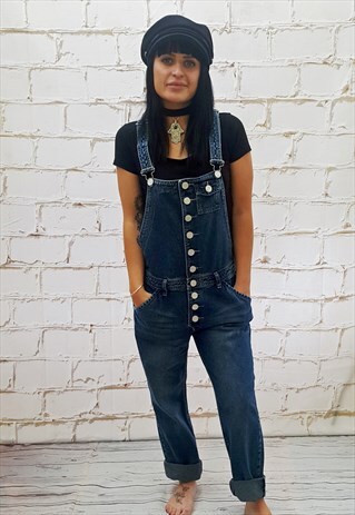 VINTAGE BLUE DENIM LONG DUNGAREES