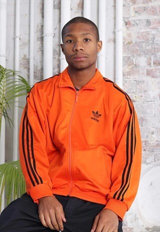 VINTAGE ADIDAS LOGO THREE STRIPE TRACK JACKET ORANGE