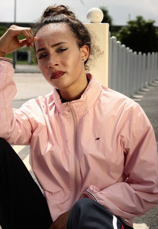 Y2K TOMMY HILFIGER BABY PINK ZIP-UP WINDBREAKER