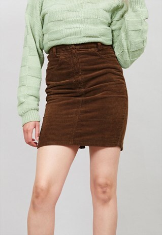 VINTAGE MOSS GREEN BENETTON CORDUROY PENCIL SKIRT