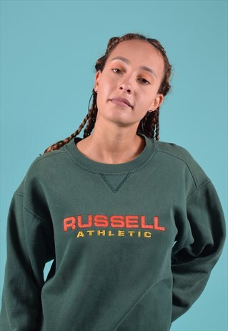 VINTAGE RUSSELL ATHLETIC GREEN, RED AND YELLOW SWEATSHIRT