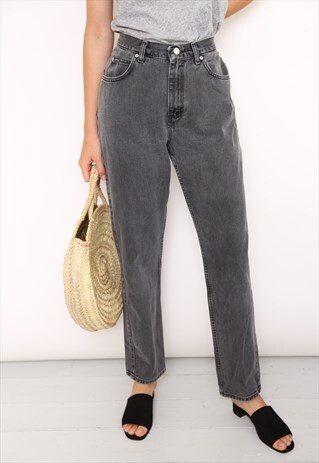 VINTAGE GREY DENIM HIGH WAISTED MOM JEANS
