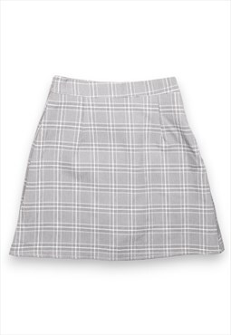 Grey plaid high waisted mini pencil skirt